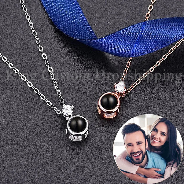 Personalized Projection Pendant Custom Po Fashion Round Pendant Romantic Love Memory Wedding Necklace Mothers Day Gift 250107