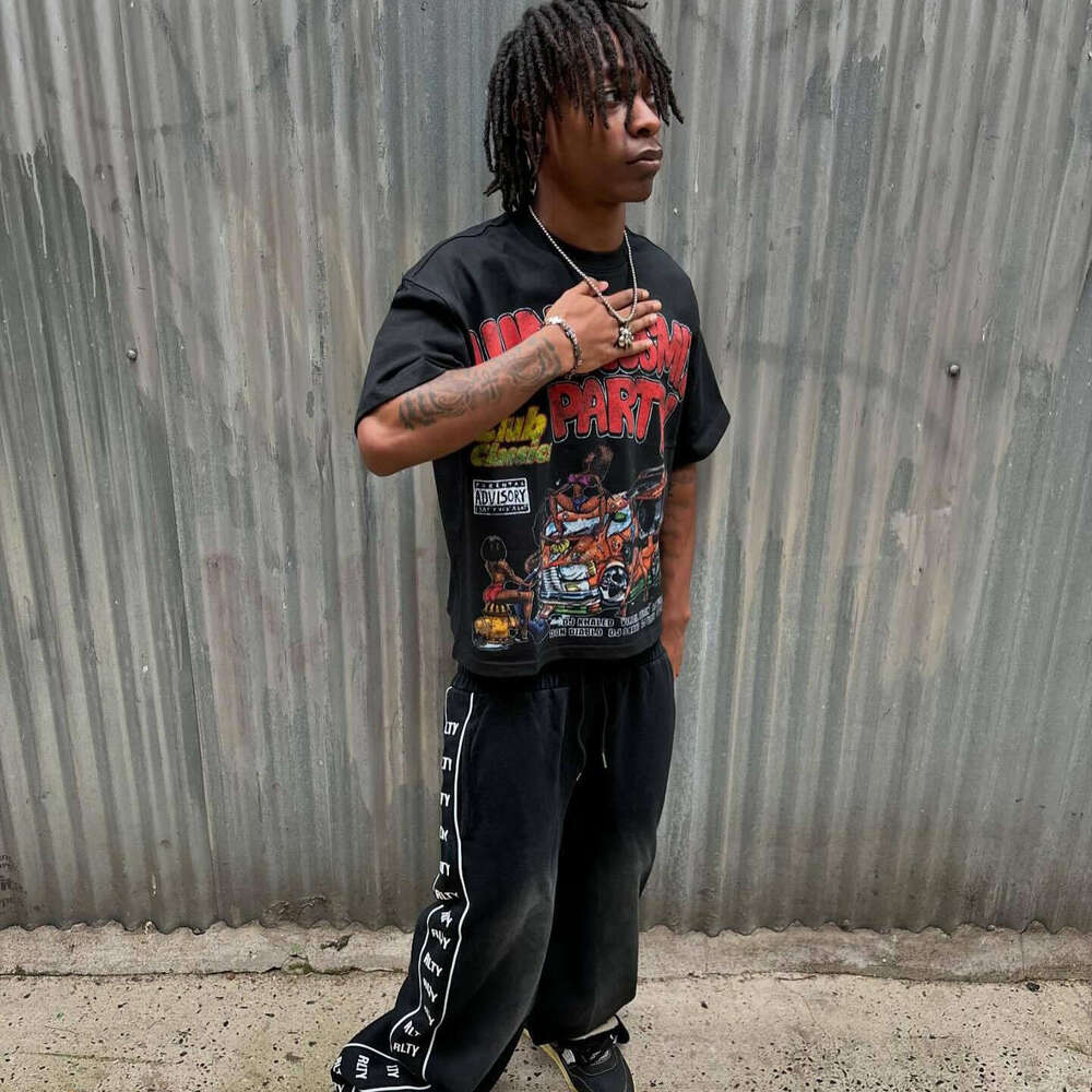 American style Y2K summer high street hip-hop letter print loose casual unisex cotton short sleeved t-shirt