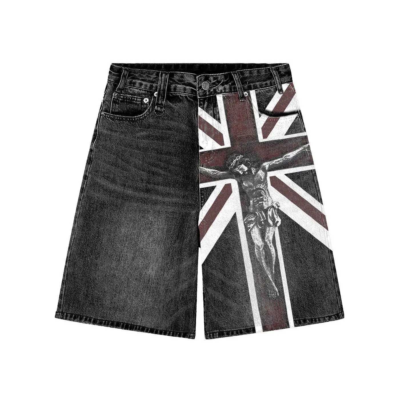 Streetwear American Short Y2K Jeans Mens Womens Harajuku Hip Hop Retro Blue Baggy Denim Gym Shorts High Waist Casual ShortsXJ250113