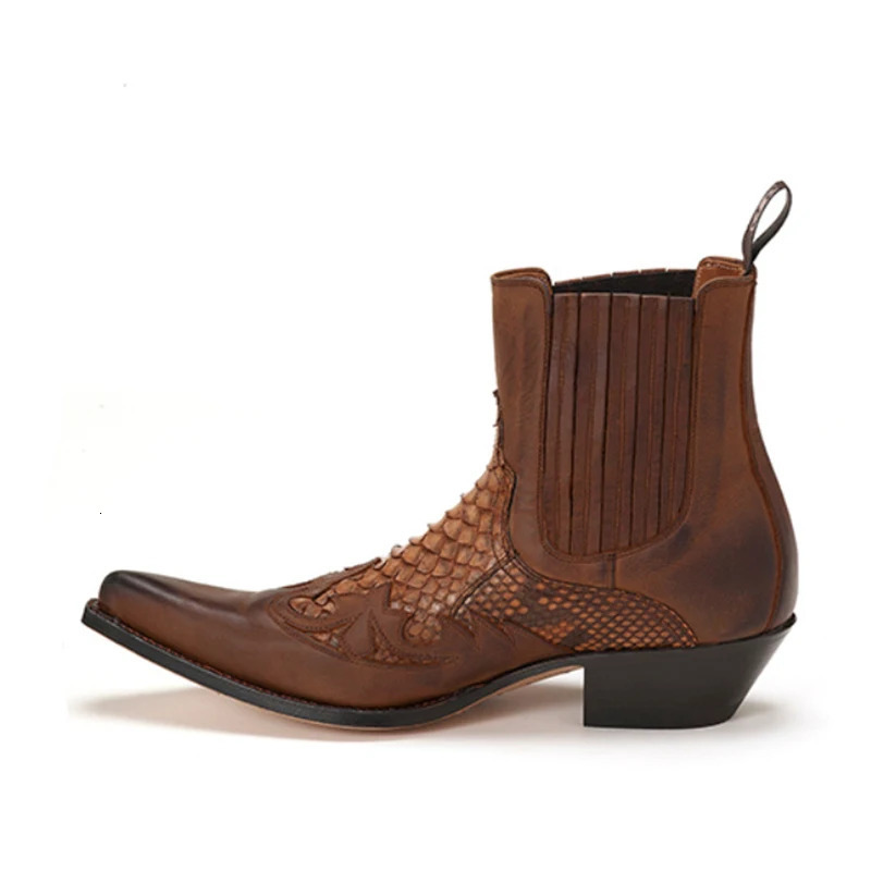 Men Boots Pointed Python Pattern Short Sleeve Casual Versatile Eur Size 38-48 250106