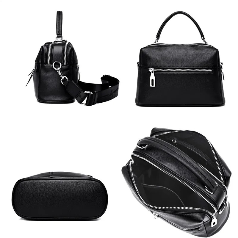 High Quality Cowhide Shoulder Bag for Women messenger Bags Ladies Soft Genuine Leather Handbag Purse Female Casual Crossbody Bag 250106