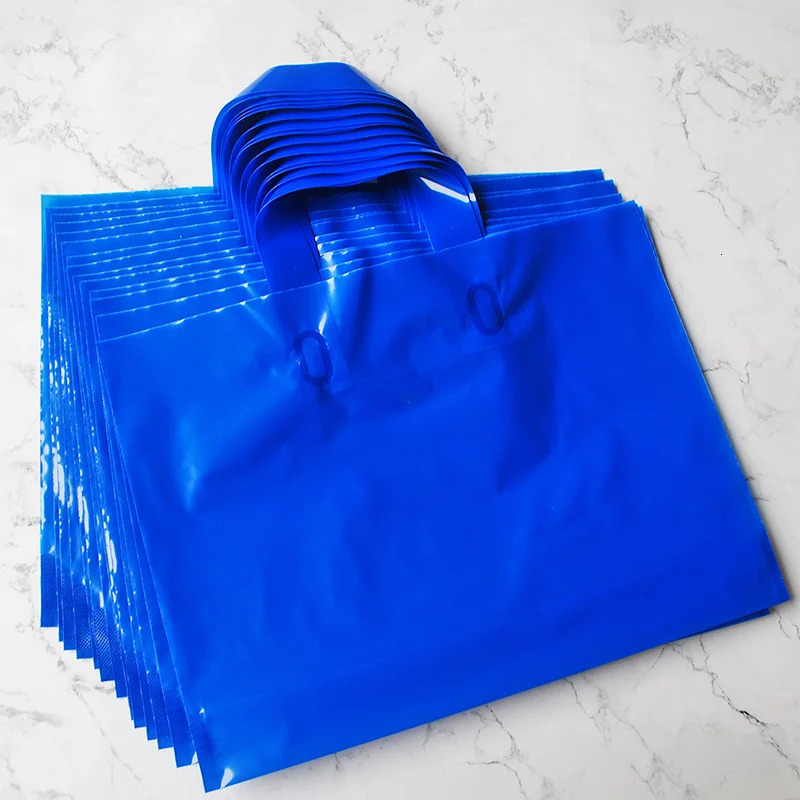 50pcs 45x55cm Thick Colorful Plastic Handbag Gift Bag Handle Bag Rectangular Shopping Clothing Shoes Package250114