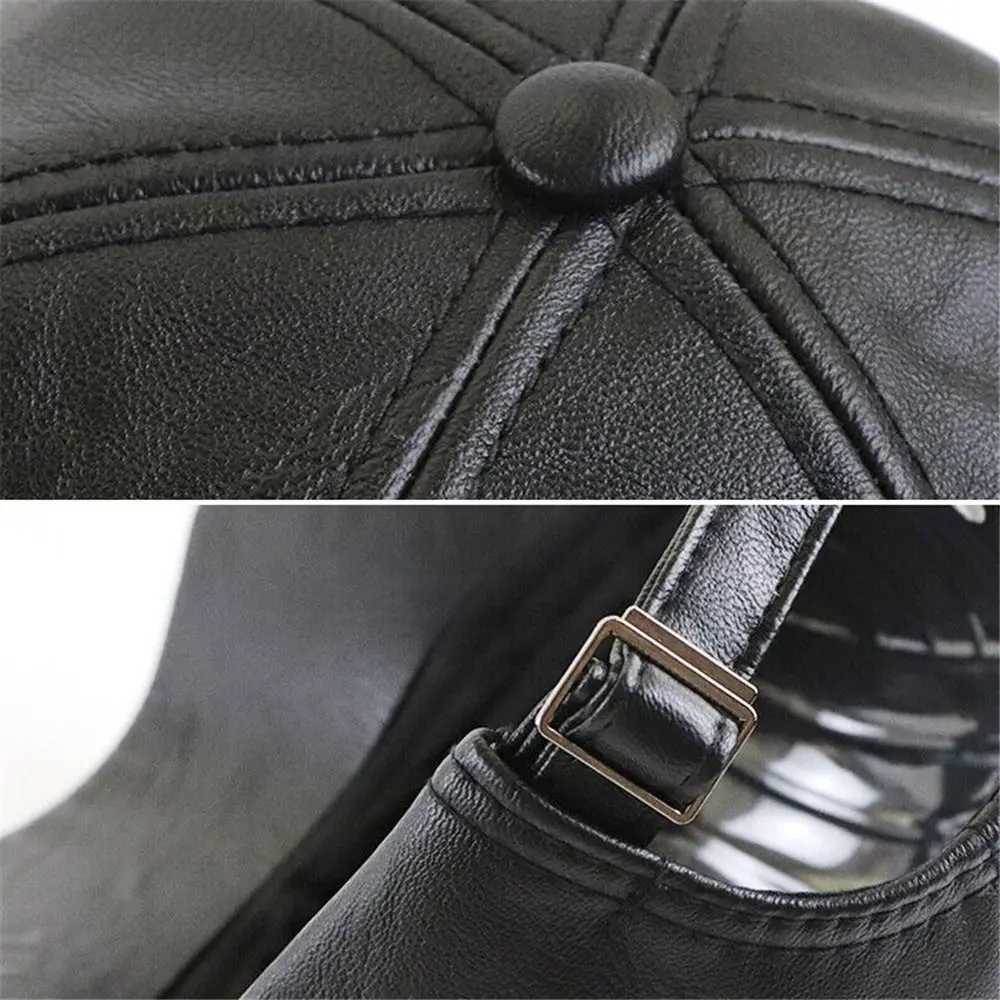 Mens baseball cap C leather jacket C fashionable casual adjustable winter warm hat W250113