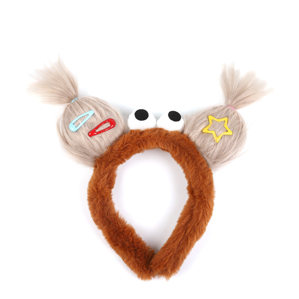 Adult funny Sanfu ugly doll headband creative sand carved monster plush headband playful and cute autumn and winter headwear