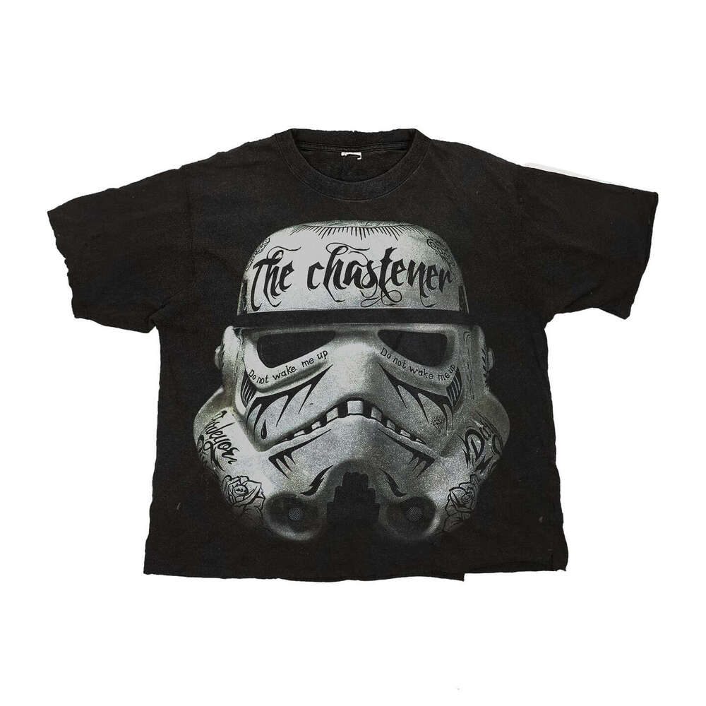 American Classic Short T Trendy Creative Design Sense Summer Black Printed Cotton Top