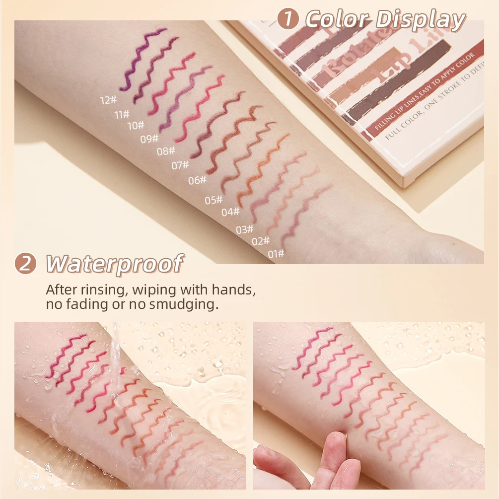 12pcs Lip Liner Pencil Set Matte Nude Contour Lipliner Pencil Lipstick Waterproof Long Lasting Lipstick Pen Lip Tint Cosmetics 250108