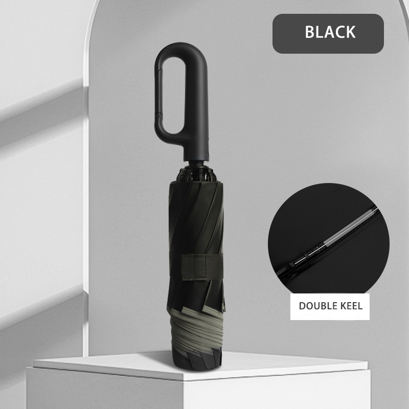 Large-Sized Auto Folding Umbrella for All Weather Conditions - Includes Durable Ring Hook and Anti-UV Features