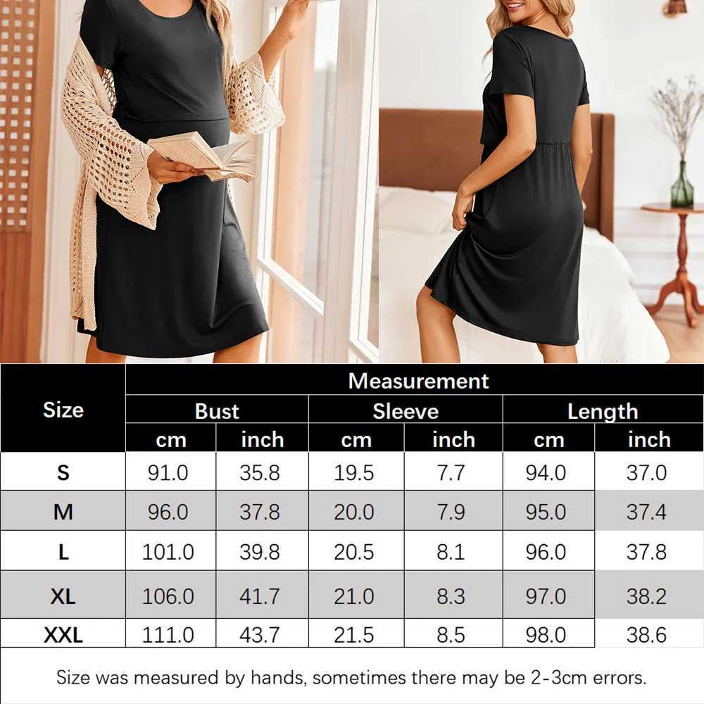 2024 Summer Womens Care Dress Summer Short Sleeve Patch Work Pregnant Women Breastfeeding Knee Length Dress W250113