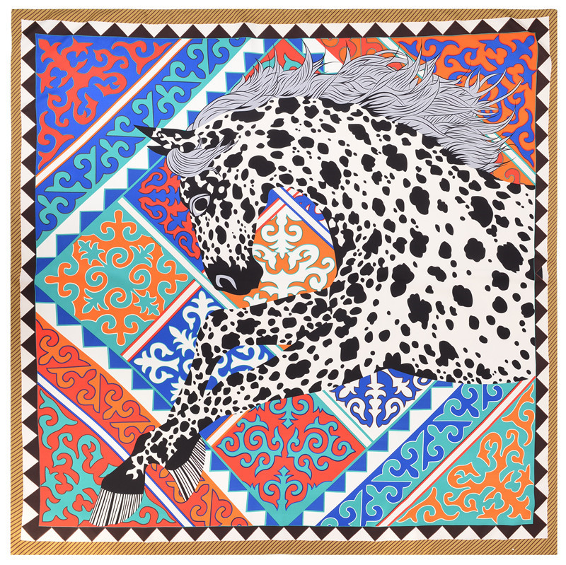 130cm New Leopard Pegasus Silk Scarf Midsummer Dream Printed Twill Square Ladies Shawl Handkerchief