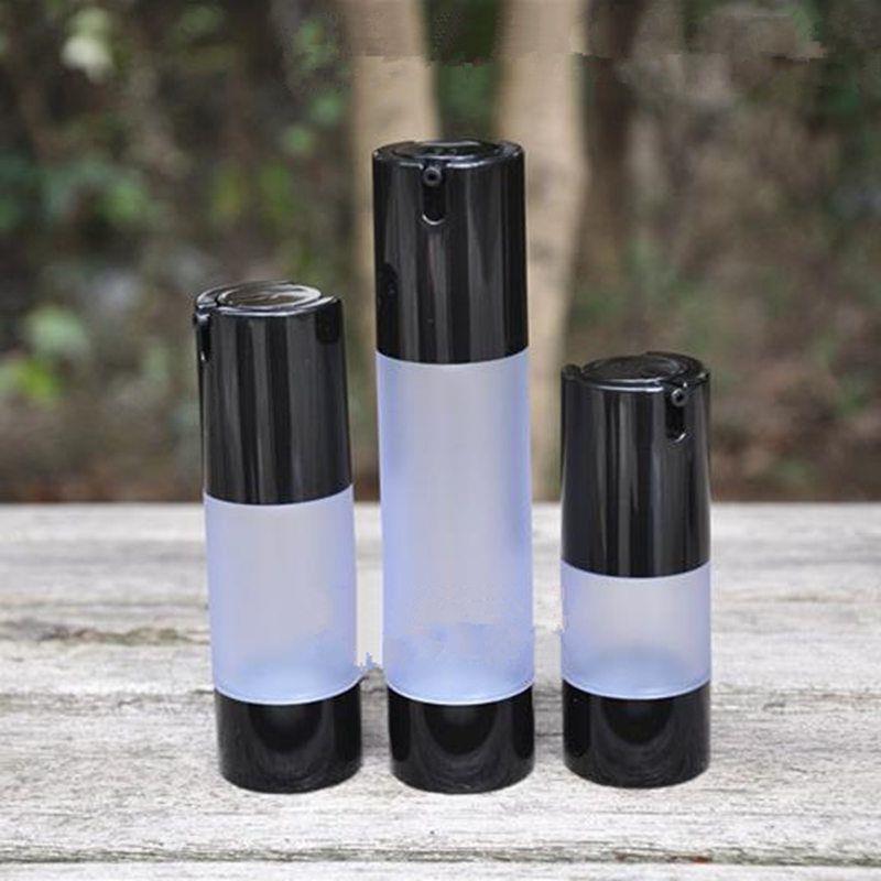 15ml 30ml black frosted Bottle airless vacuum pump lotion bottle with pump frost 50ml plastic Refillable Bottles Ltmul