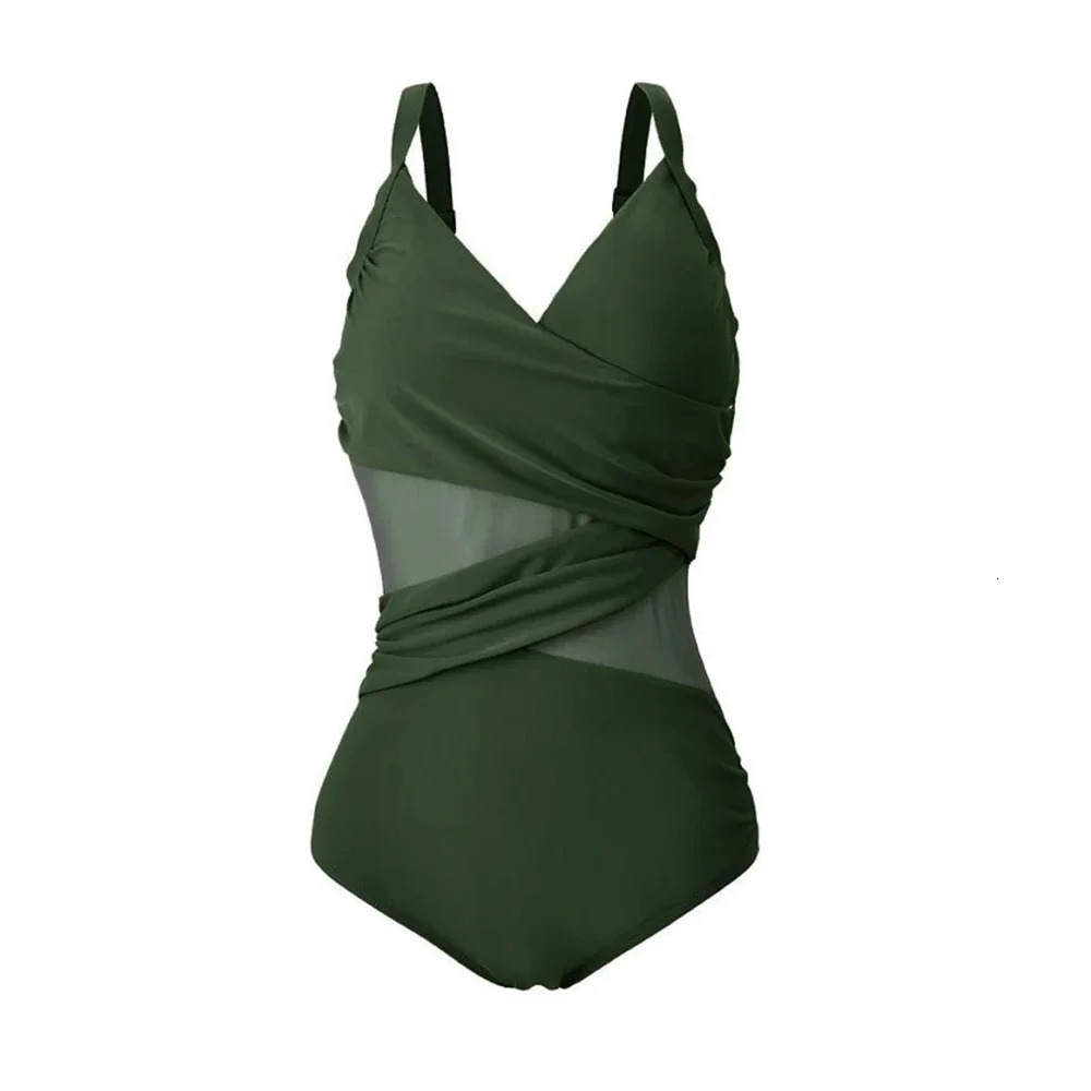 Plus Size Swimwear Women Sexy Mesh One Piece Swimsuit Female Large Size Bathing Suit Summer Beachwear Swimming Suit 4XL 250113