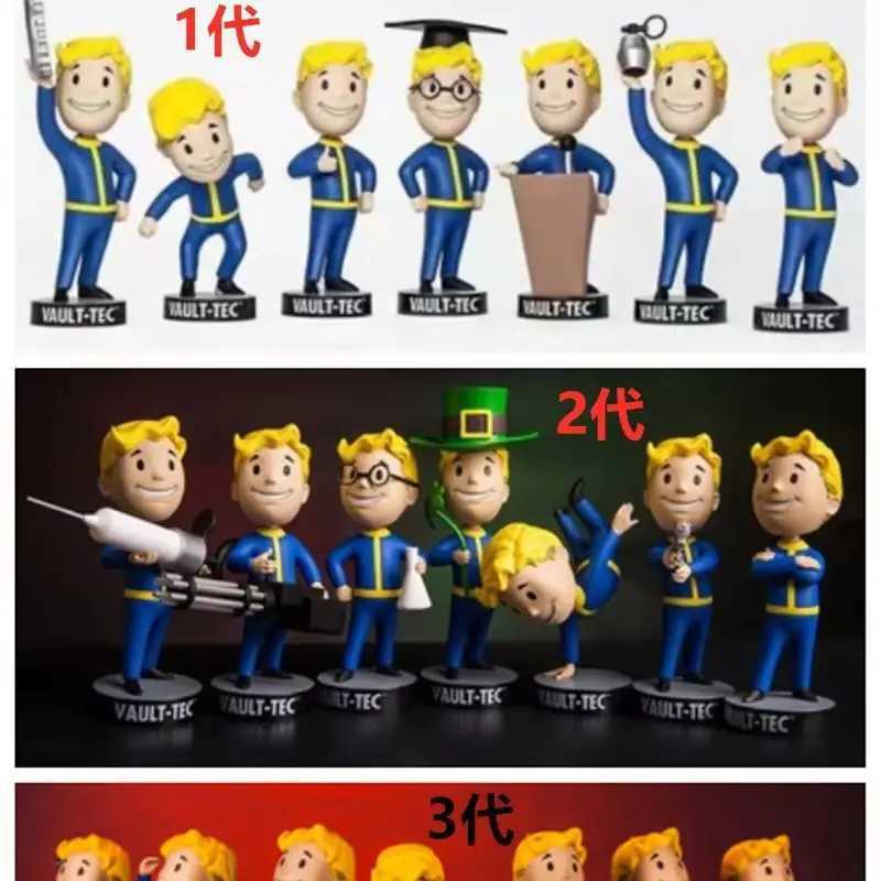 New 4 Vault Boy 3 Generation 7 Shaking Anime Action Figure Statue Model Room Ornament Toys Kids Marriage Fall Free shipping