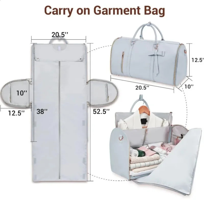 Convertible portable travel clothing bag carried on a handbag suitable for men women dust-proof hanging luggage sets business travel bags 250109