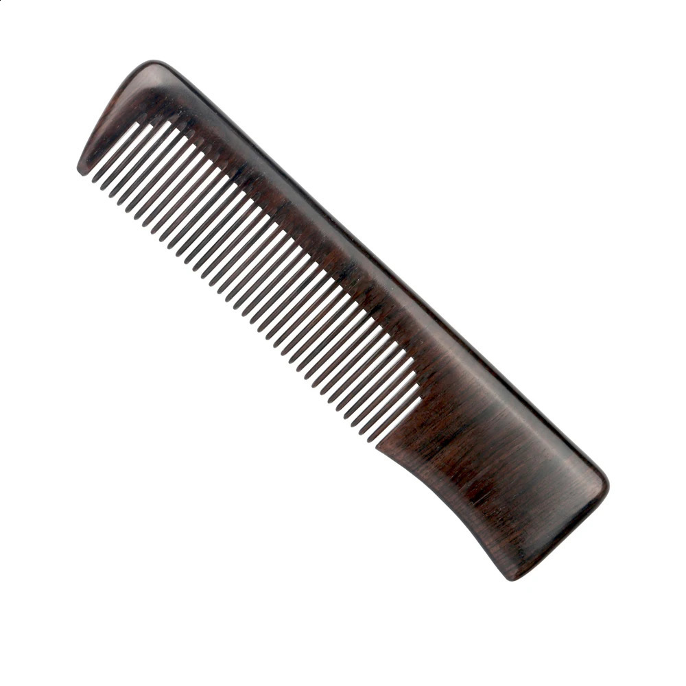 Natural African Ebony Beard Moustache Pocket Comb- Black Sandalwood Portable Travel Beard Combs with Leather Case 250107
