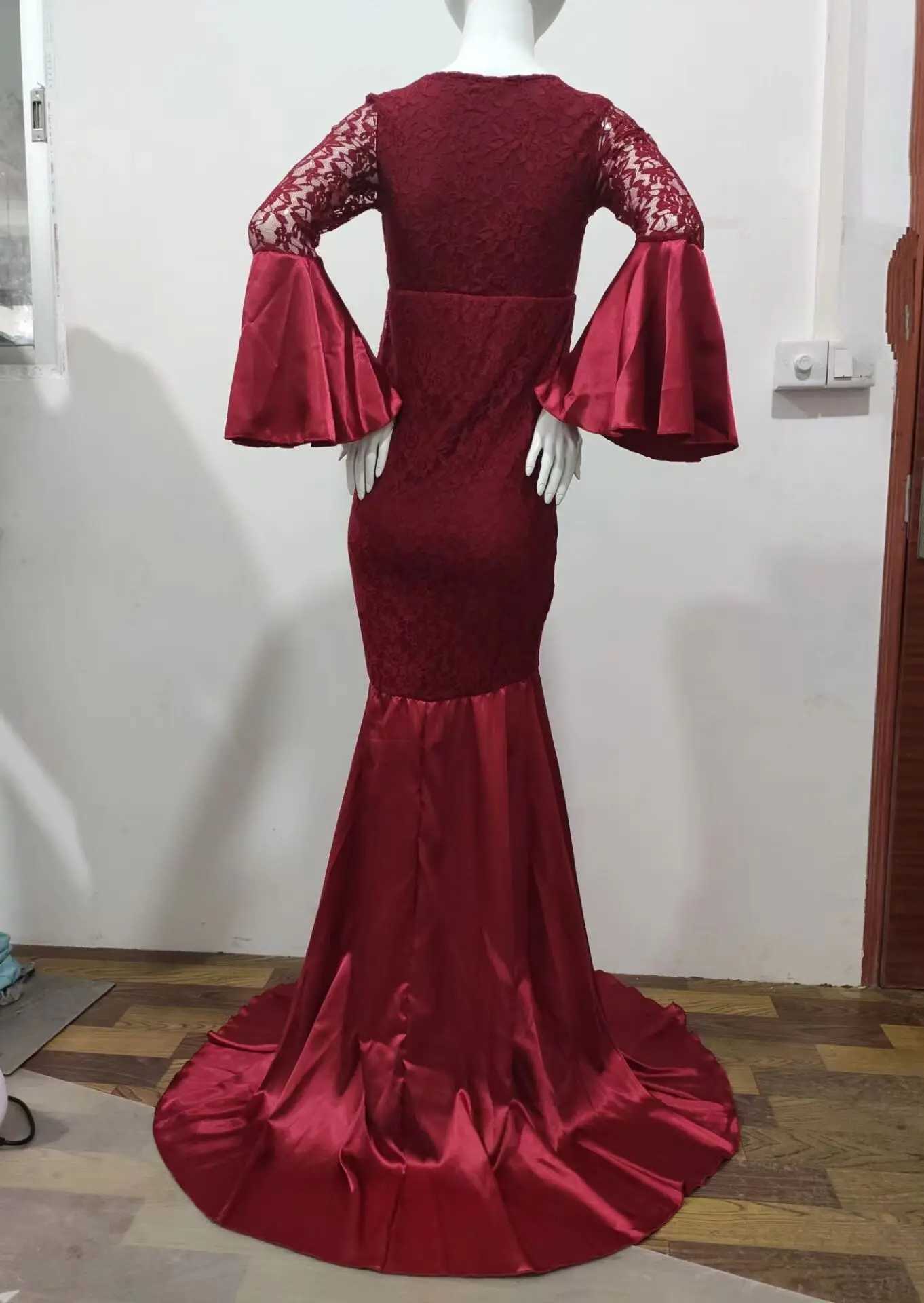 2024 lace maternity dress photography props dress photo shoot mermaid Maxi dress maternity long sleeved dress W250113