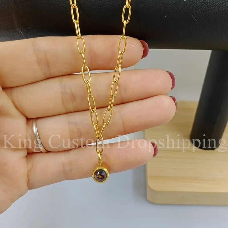 Projection Circle Necklace Custom Pos Boyfriend and Girlfriend Gifts Romantic Warm Jewelry Valentines Day Gifts 250107