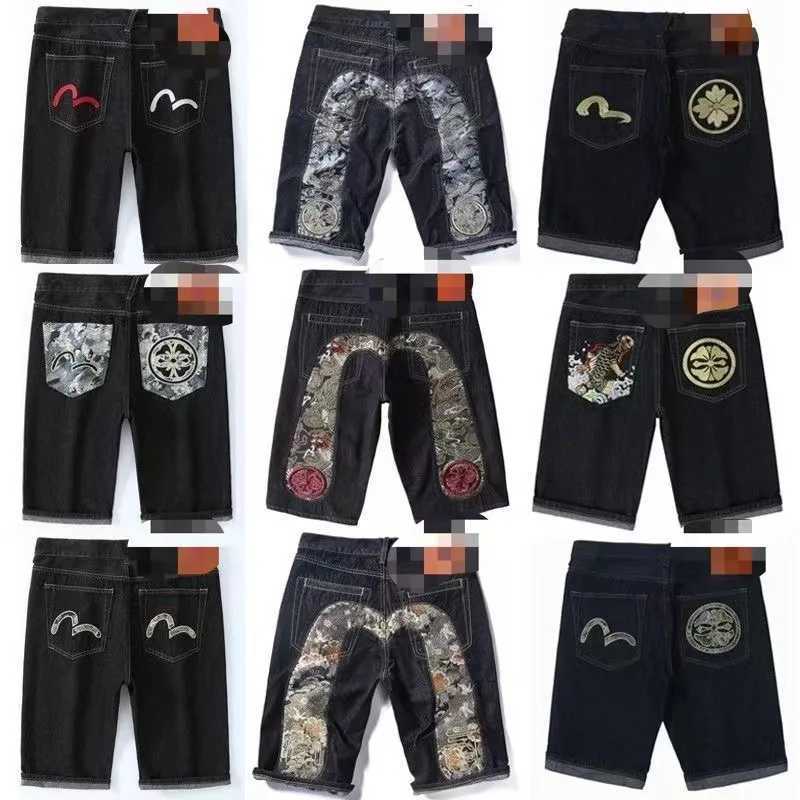 2024 Fukushen Shorts New Hip-Hop American High Street Retro Harajuku Style Fashion Loose Printed Denim Straight Five-Leg PantsXJ250114