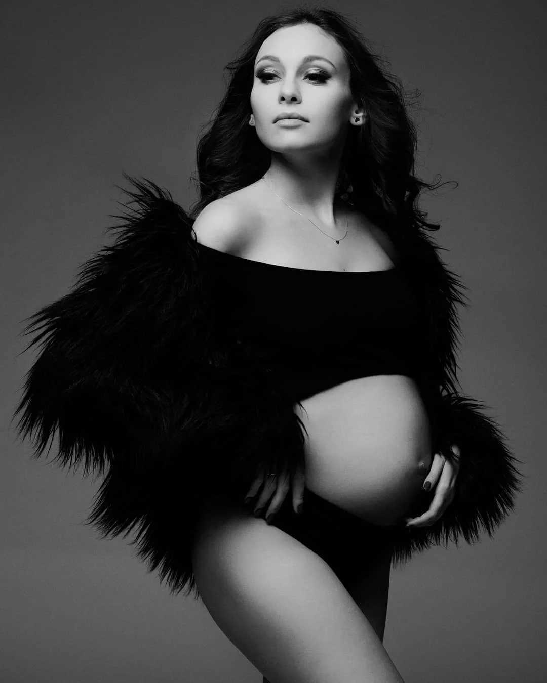 Luxury artificial simulated fox fur maternity outfit photo shooting bodyguard set maternity outfit W250113