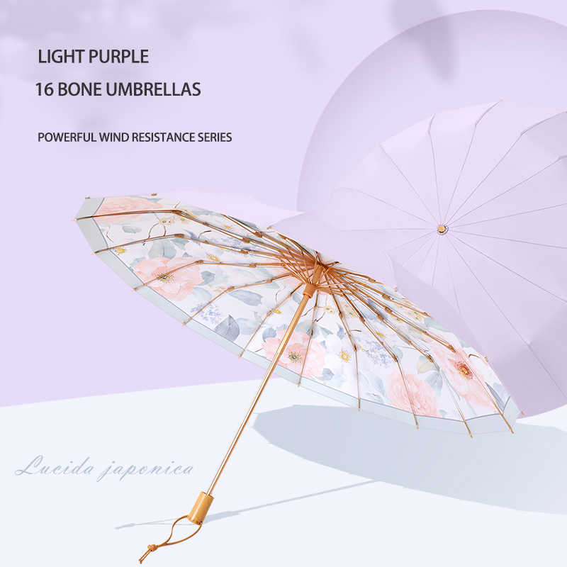 Elegant UV Shielding Parasol for Women - Large Size, Lightweight Folding Design