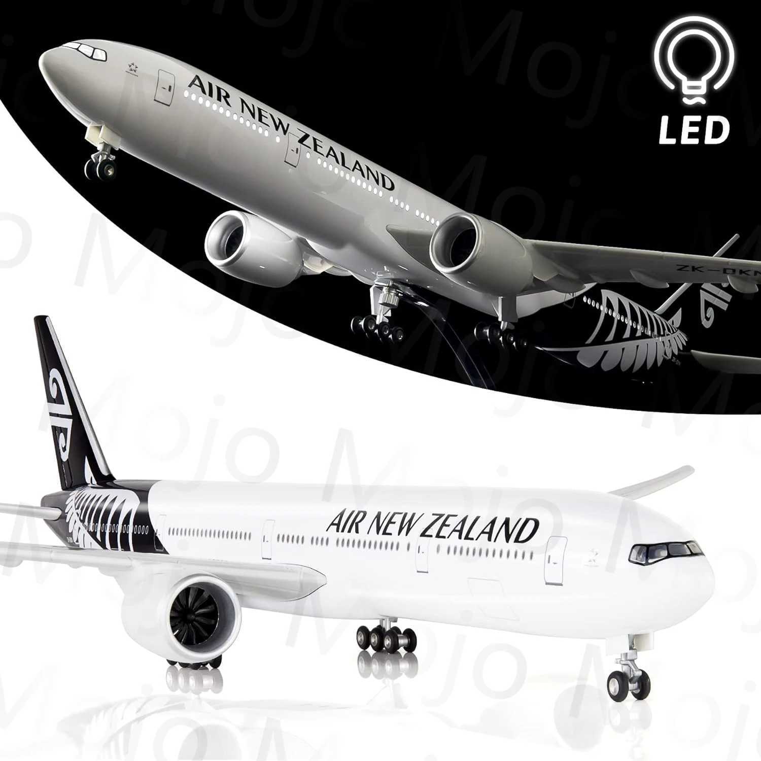 1 157 Scale 47cm Large 777 Model Airplane New Zealand Boeing B777 Plane Models Diecast Airplanes with LED Light for Collection X250114