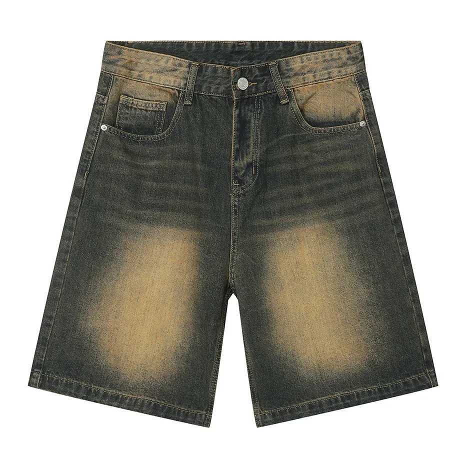 Men Vintage Blue Denim Shorts Summer Casual Loose Jeans Shorts Retro Harajuku Streetwear Hip Hop Y2K Shorts ManXJ250114