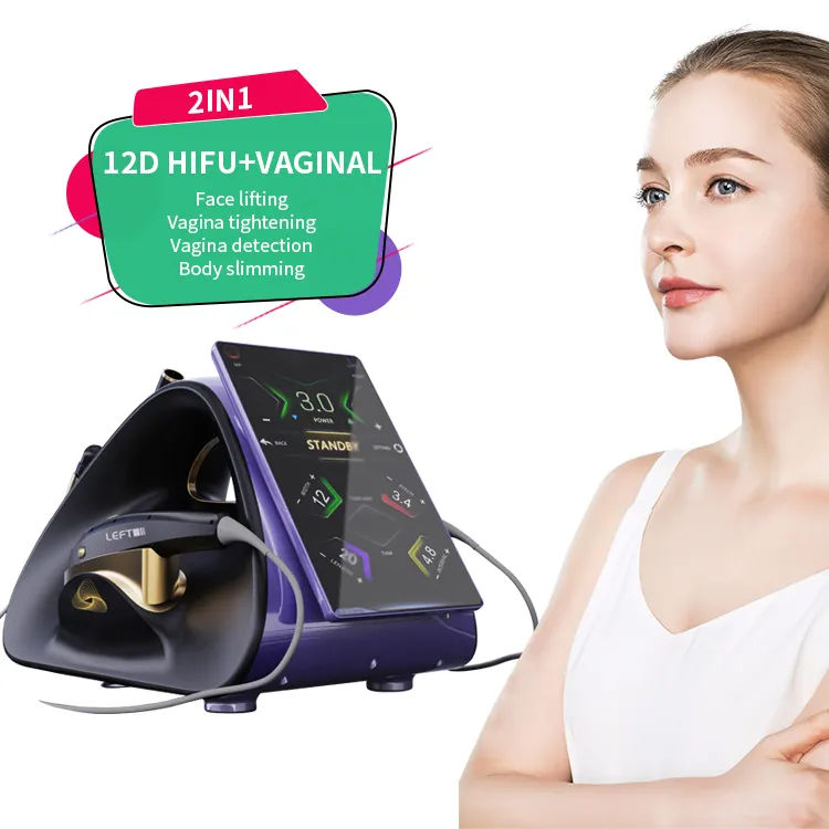 Hot Portable 12D Max 3 In 1 Korea HIFU Ultrasonic Skin Tightening Face Lifting Smas Anti-Aging Wrinkle Removal HIFU Ultrasound Vaginal Tightening Mach