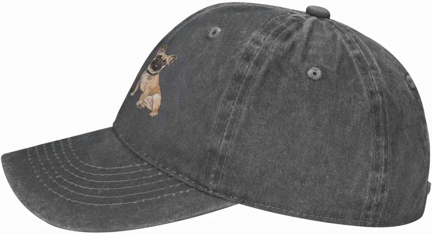 French Bulldog Retro Distred Adjustable Washable Denim Mens Dad Truck Driver Hat Mens Baseball C Ball W250113