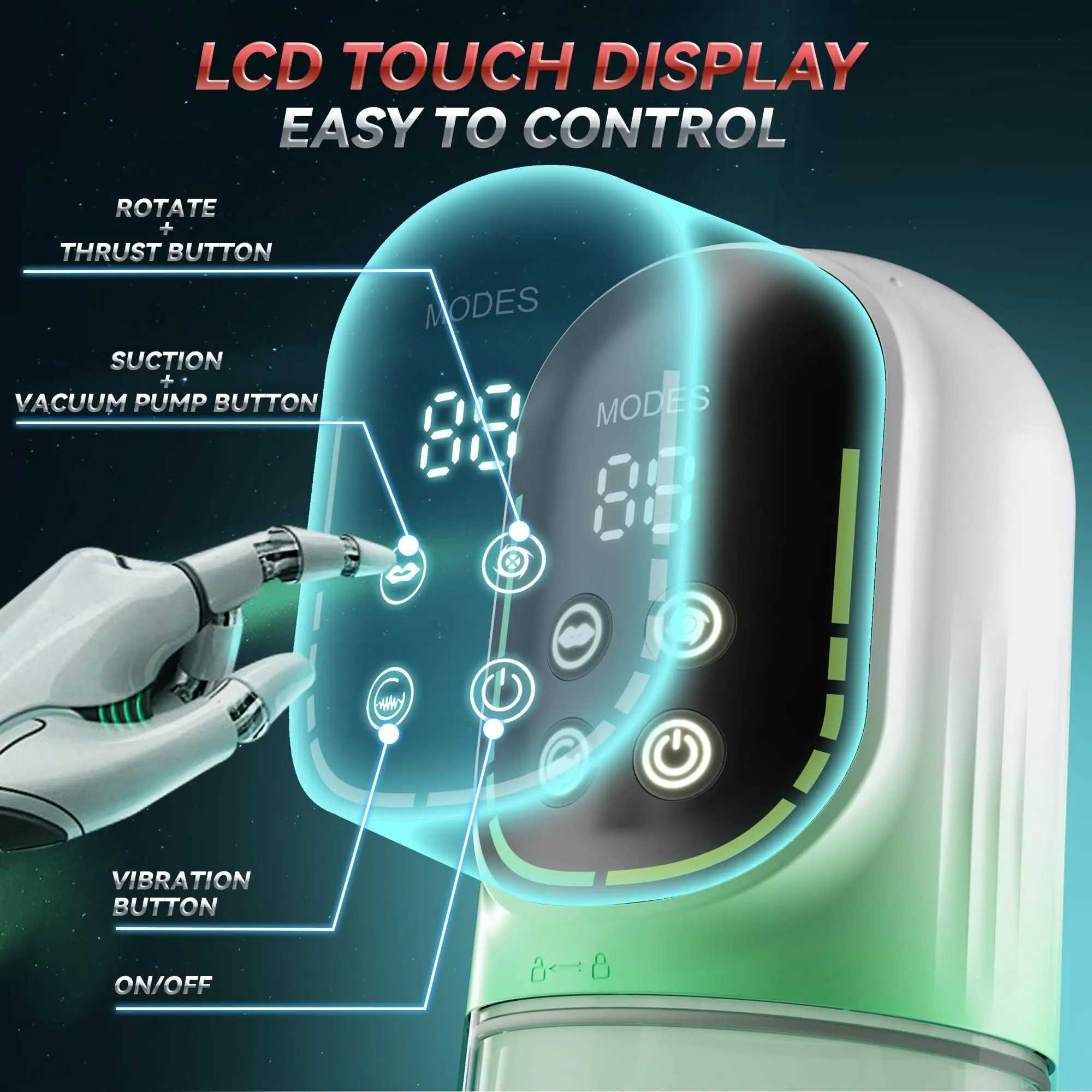 4in1 LCD Automatic Male Masturbator Thrusting Rotating Sucking Masturbation Cup Blowjob Penis Pump Pocket Pussy Sex Toys for Men W250618