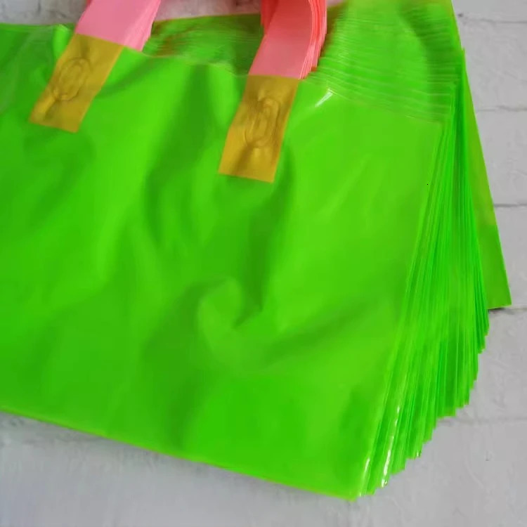 50pcs 45x55cm Thick Colorful Plastic Handbag Gift Bag Handle Bag Rectangular Shopping Clothing Shoes Package250114