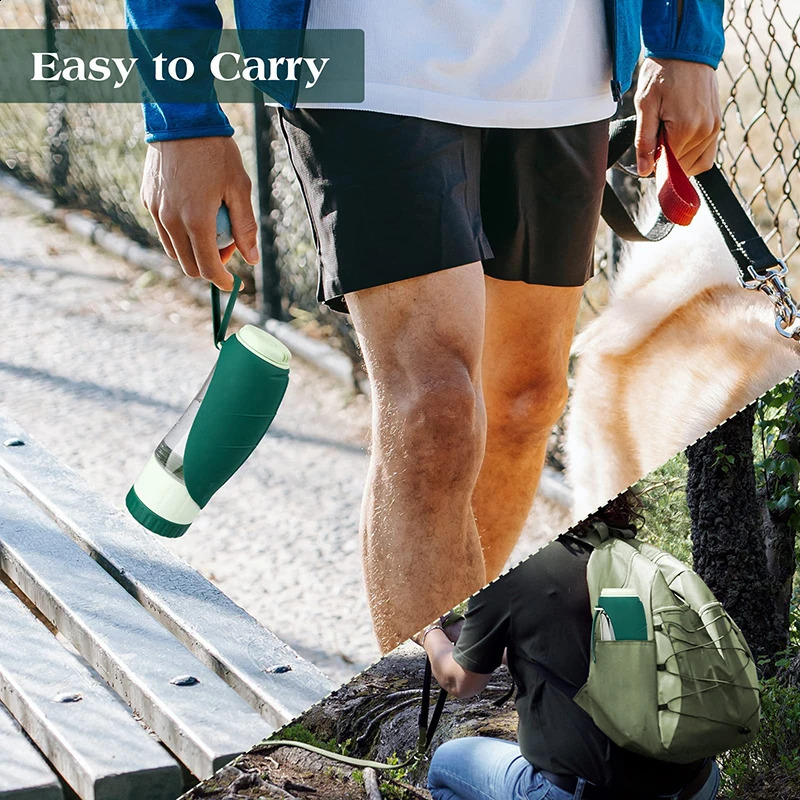 Portable Dog Water Bottle Food Container 2 In 1 Leakproof Pet Drinking Dispenser Feeder Cup For Outdoor Walking Hiking 250110