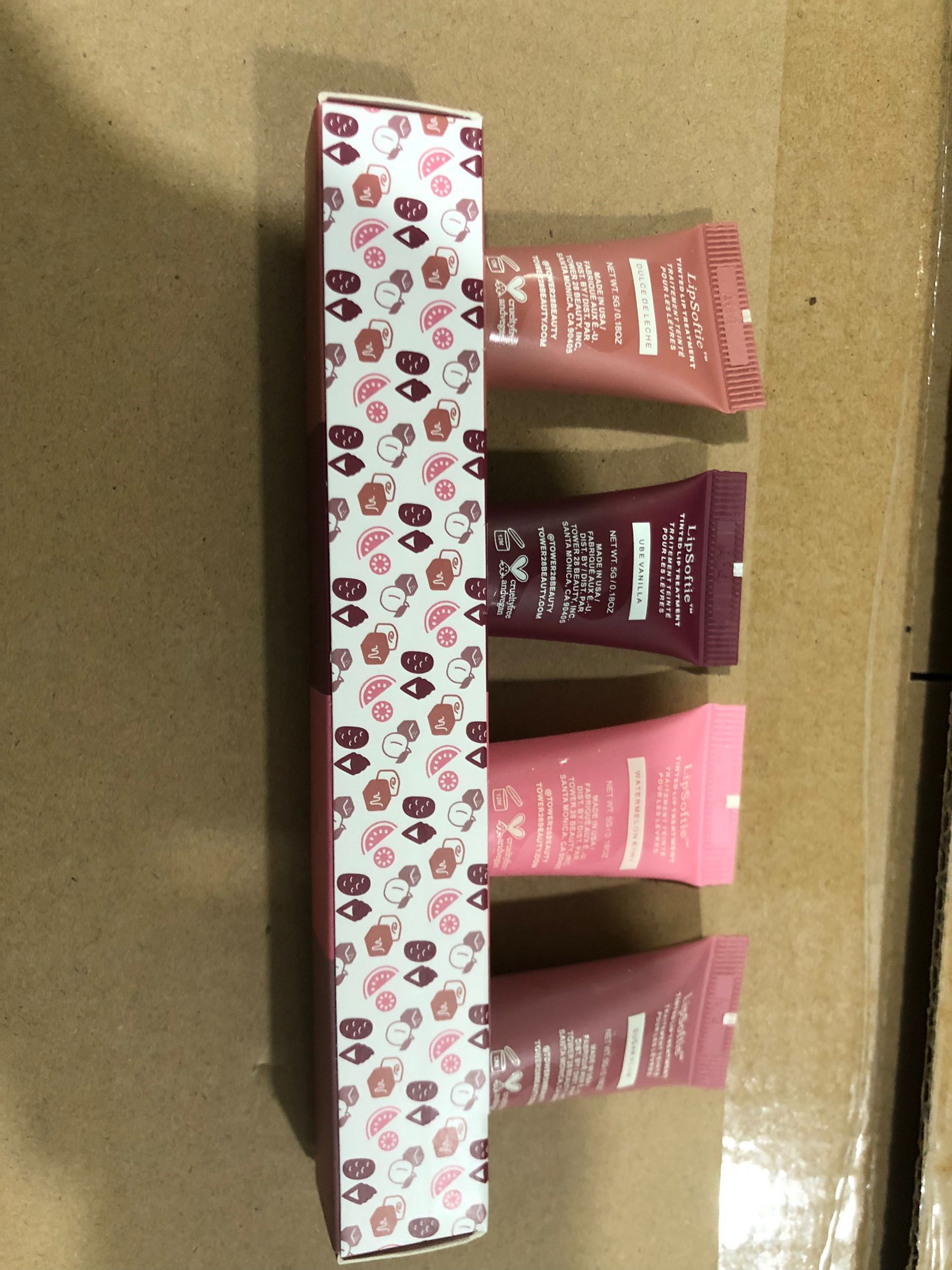 4pcs Mini Lil Softies Tower 28 Beauty Tinted Lip Balm Sugar Plum Deep Moisturizing Smoothing Lip Lines Daily Lip Care 4*5g