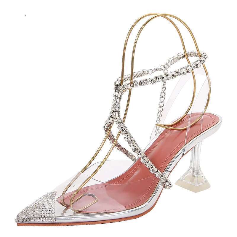Designer Transparent Crystal Clear High Heels Party Women Pumps Bg Runway Sandals Summer Shoes