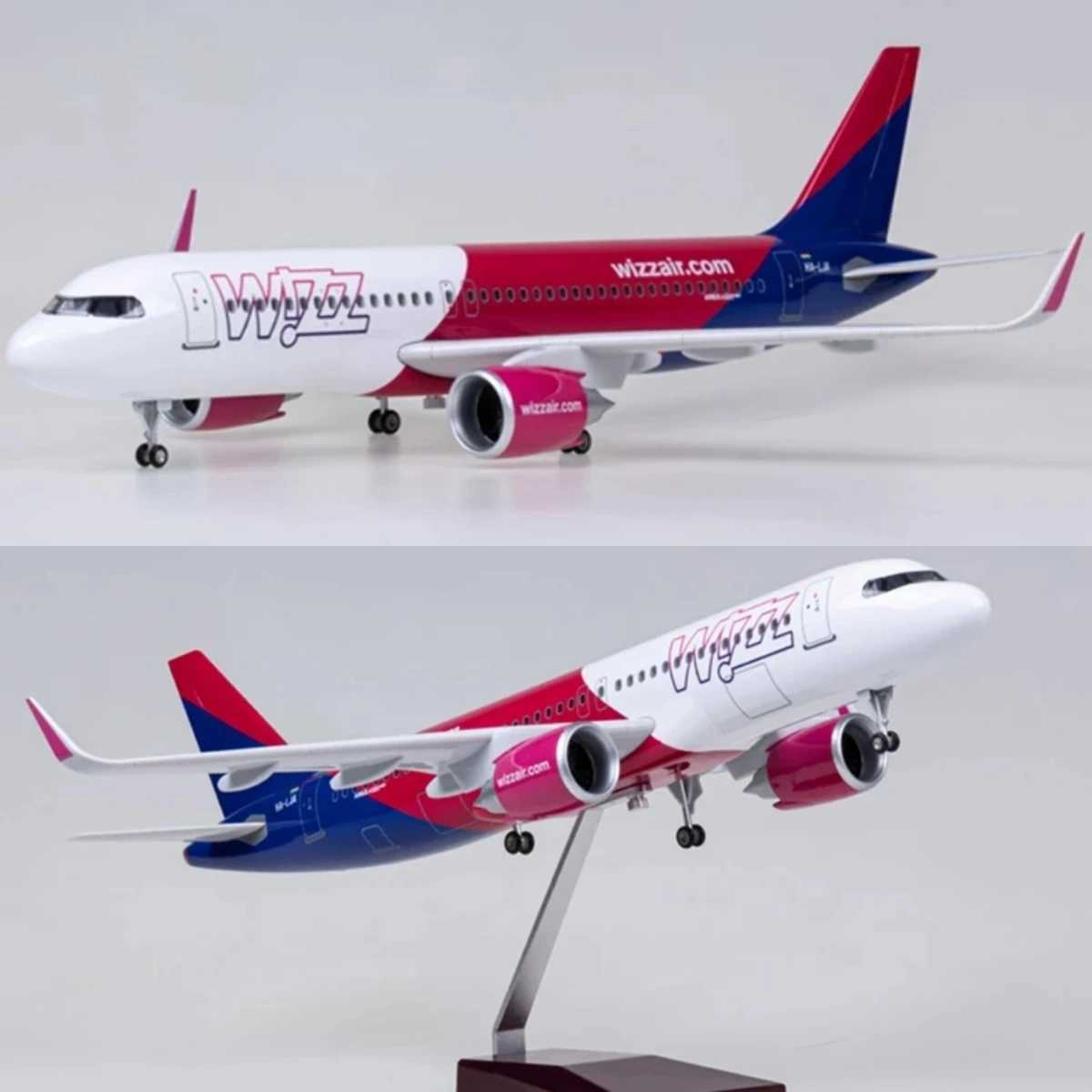 1/80 Scale 47cm 320 Aircraft A320 NEO Wizz Air Airlines Light Model with Landing Gear and Lights Resin Die-cast Aircraft Mode X250114