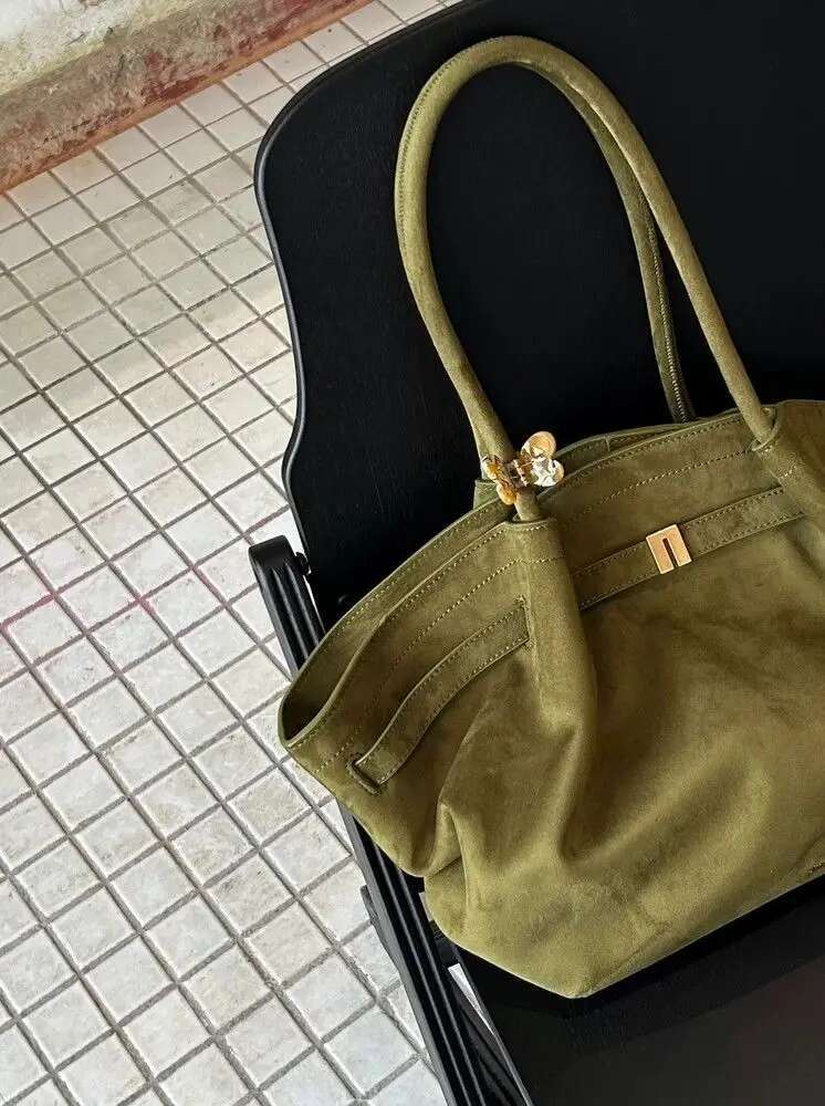 LEFTSIDE Small Nubuck Leather Tote Bags Lady Shoulder Bag For Women 2024 Winter New Korean Fashion Y2k Retro Handbags And Purses