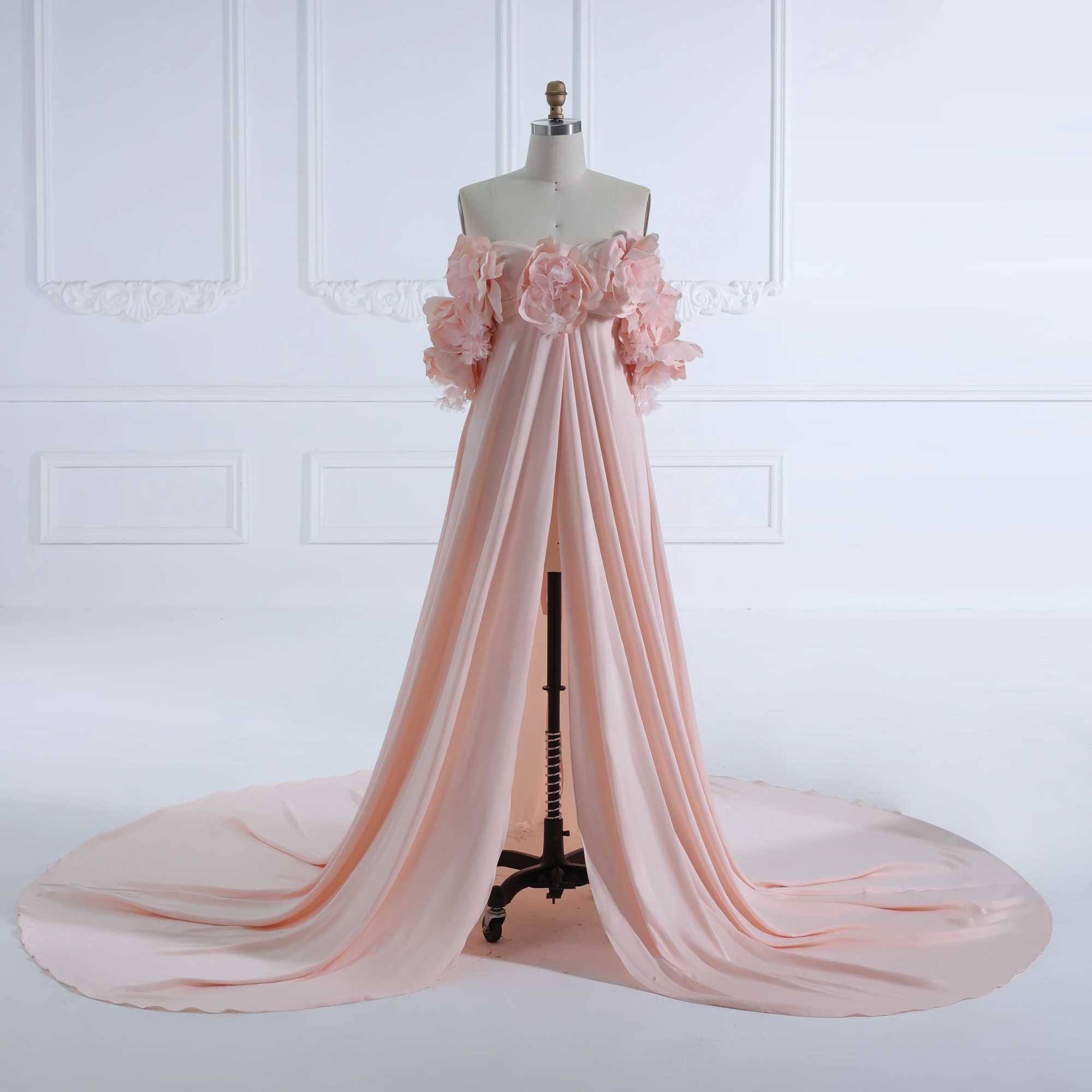 Off Shoulder Handmade Flower Materni Dress for Photo Shoot Baby Shower YEWEN W250113