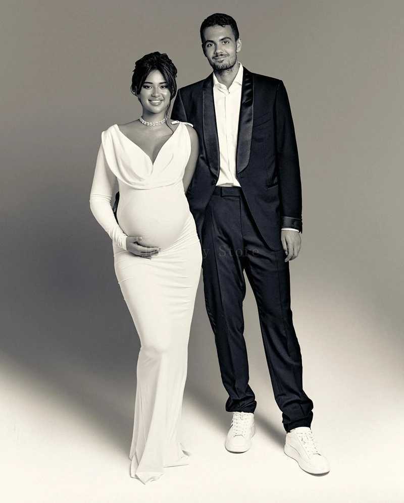 Pregnant womens fashionable and sexy V-neck half sleeved tight fitting dress - single shoulder solid color sliding design W250113