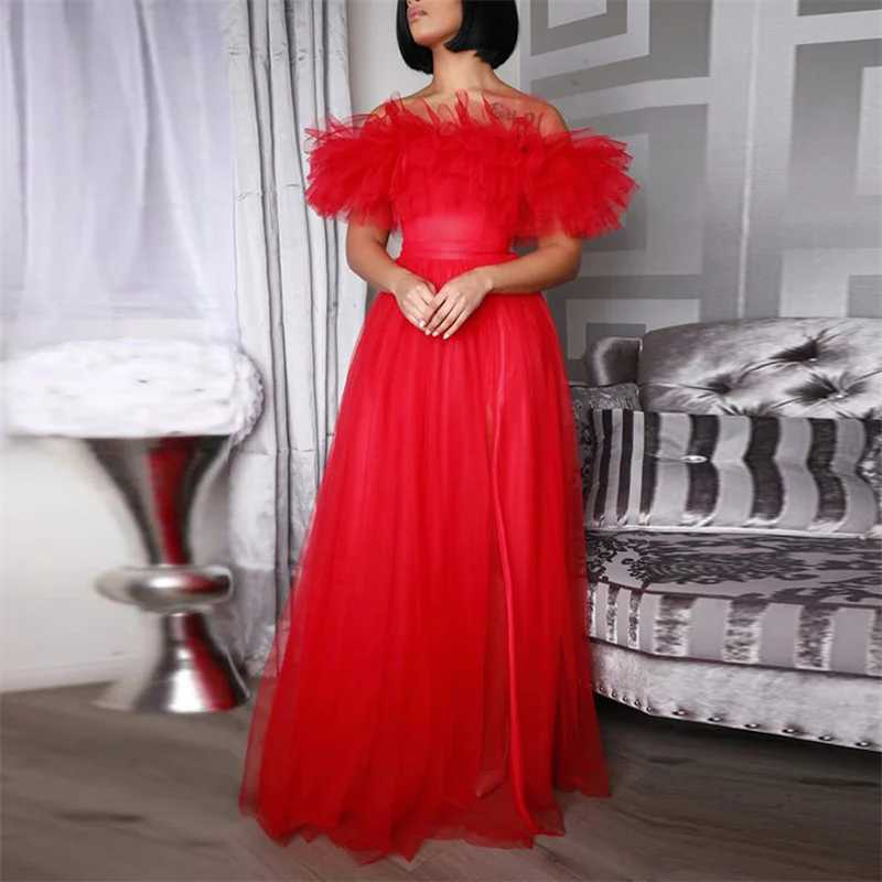 Hot pink shoulder pleated long gown maternity side split pleated hem bridal shower gown W250113