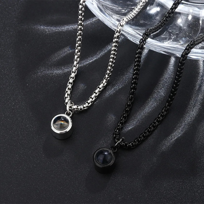 Personalized Color Po Projection Necklace for Women Trending Stainless Steel Custom Small Circle Pendant Couple Jewelry 250107