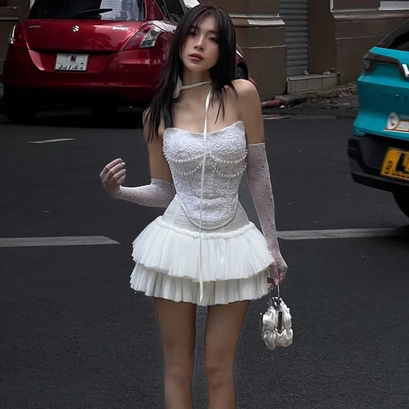 Candy Slash Neck Sleeveless Sexy Fashion Off Shoulder Mini Skirt Solid Casual Women Autumn Partywear Aesthetic 2 Piece Set 250109