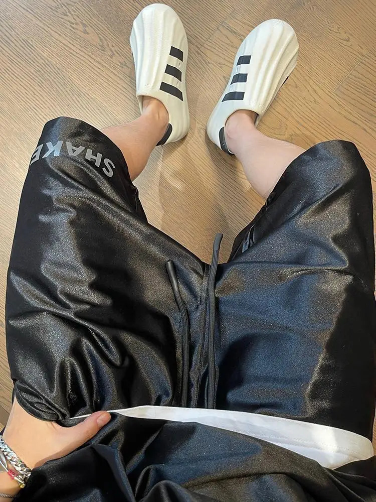 Glossy Pockets Mens Shorts Outdoor Fitness Male Plus Size Casual Sports Basketball Bottoms 250109