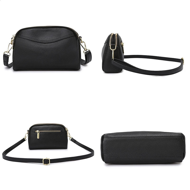 2024 Solid Color Simple Womens Shoulder Bag Genuine Leather Women Crossbody Bags Fashion er Female Wallet Sac 250106