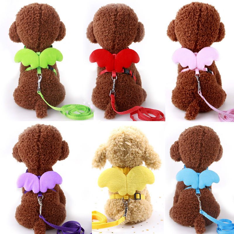 Cute Angel's Wings dog Cat Harness with Leash Adjustable Collar Nylon Rope for Cat Puppy Dog Pig Small Pet Animal Accessories