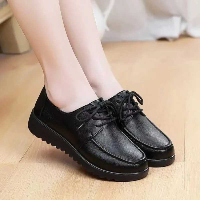 Shoes for Women Spring Autumn Soft Soled Loafers Black Leather N-slip Casual Platform Comfortable Work Shoes Flat SneakesXJ250113