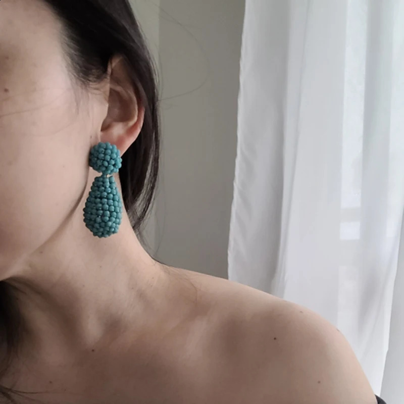 INKDEW Bead Large Earrings Water Drop shaped Long Earrings Handmade Thread Crystal Earrings Womens Gift Doorbellen EA058 250110