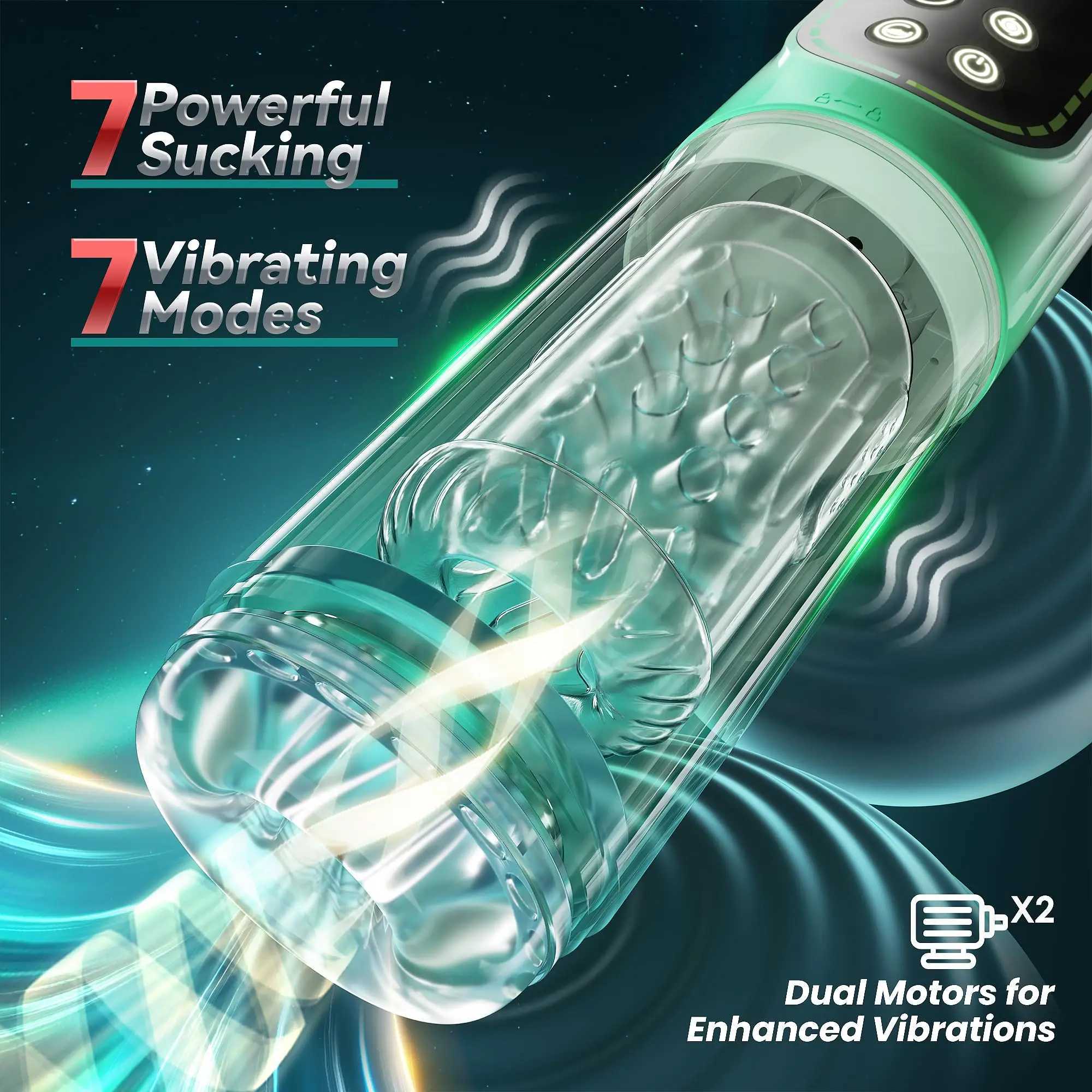 4in1 LCD Automatic Male Masturbator Thrusting Rotating Sucking Masturbation Cup Blowjob Penis Pump Pocket Pussy Sex Toys for Men W250618