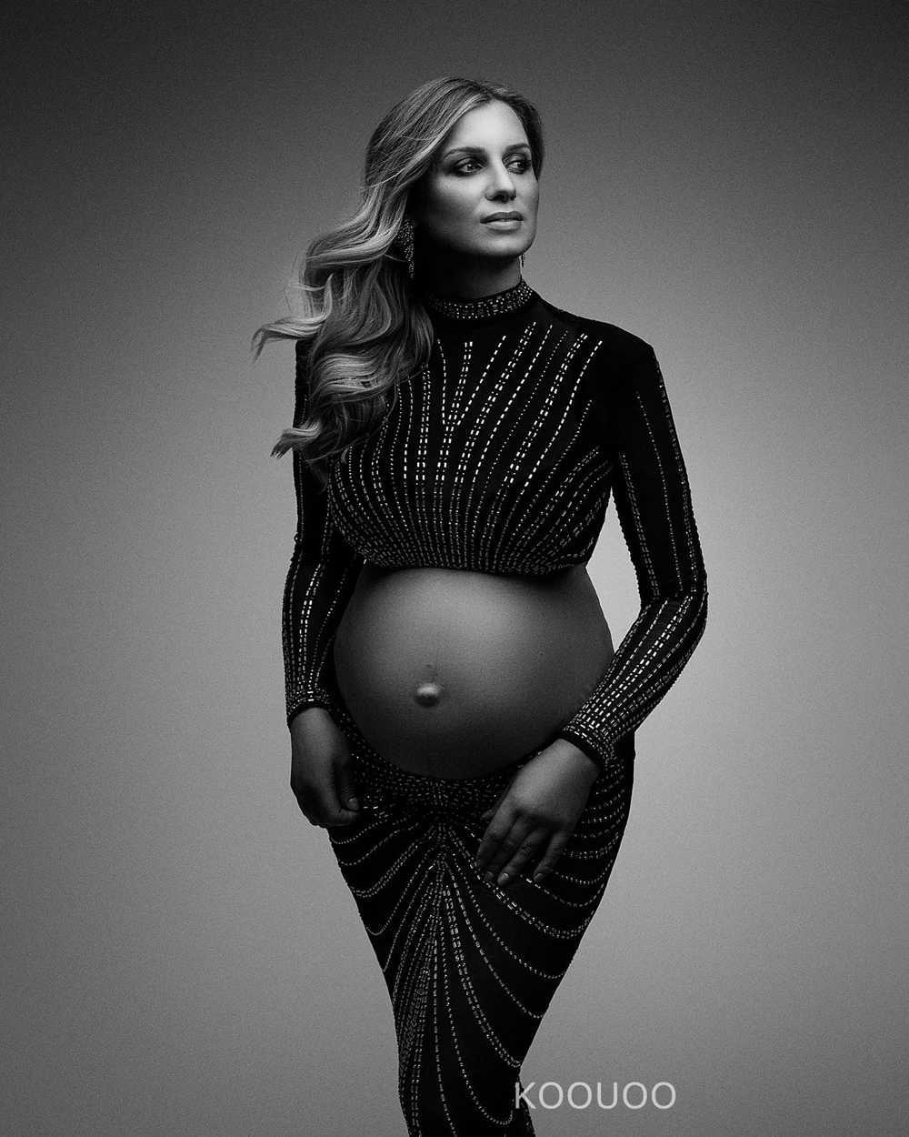 Pregnant womans photo shoot cut dress rhinestone elastic pregnant womans photo womens clothing suspender crystal hot repair set dress W250113