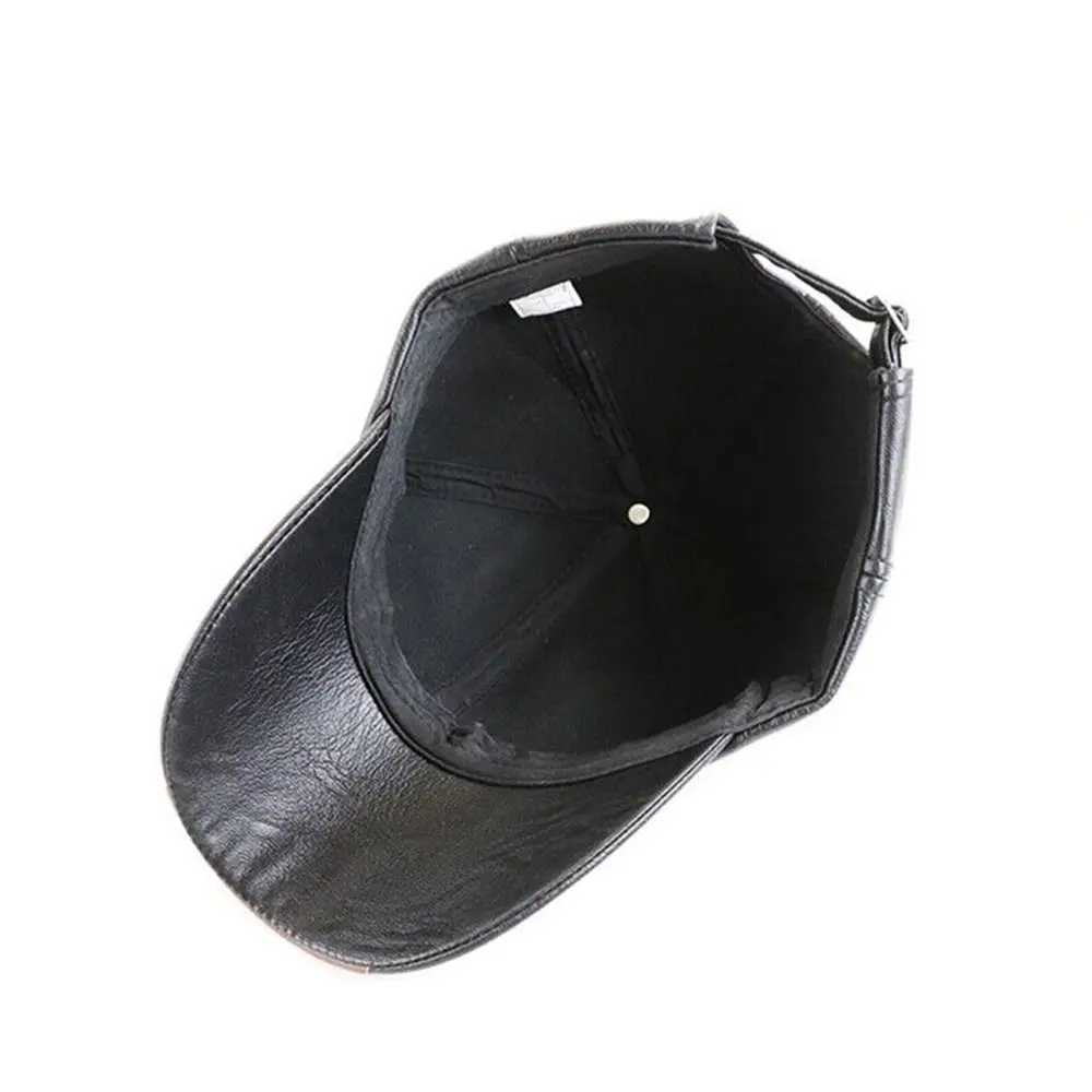 Mens baseball cap C leather jacket C fashionable casual adjustable winter warm hat W250113