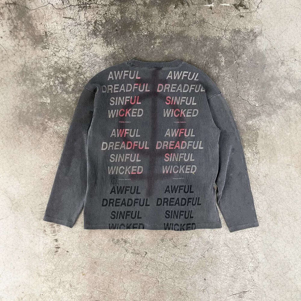 Y2K American Spring New Cartoon Printed Patch Embroidered Heavy Industry Men's and Women's Same Style Loose Long Sleeve Top