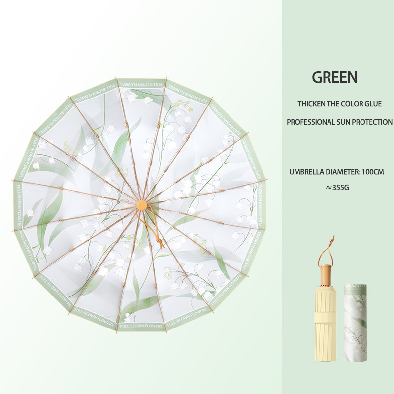 Elegant UV Shielding Parasol for Women - Large Size, Lightweight Folding Design