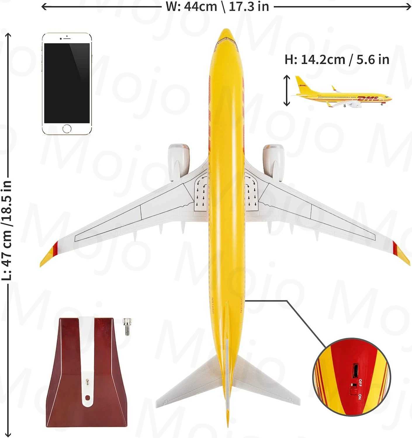 1 85 Scale 47cm 737 Large Model Airplane DHL Boeing B737 Plane Models Diecast Airplanes with LED Light For Collection or Gift X2501141